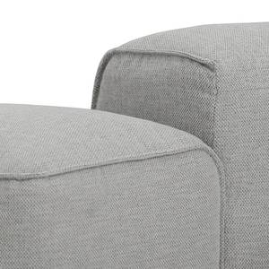 Ecksofa HUDSON mit XL-Longchair Webstoff Saia: Hellgrau - Longchair davorstehend links