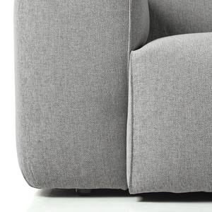 Ecksofa HUDSON mit XL-Longchair Webstoff Saia: Hellgrau - Longchair davorstehend links