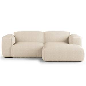 Ecksofa HUDSON mit XL-Longchair Webstoff Saia: Beige - Longchair davorstehend rechts