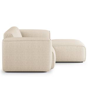 Ecksofa HUDSON mit XL-Longchair Webstoff Saia: Beige - Longchair davorstehend rechts