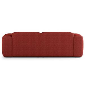 Ecksofa HUDSON mit XL-Longchair Webstoff Saia: Karminrot - Longchair davorstehend rechts