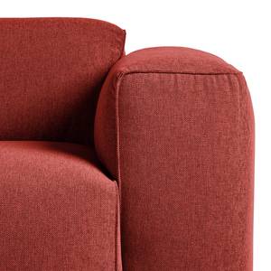 Ecksofa HUDSON mit XL-Longchair Webstoff Saia: Karminrot - Longchair davorstehend rechts