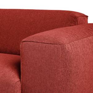 Ecksofa HUDSON mit XL-Longchair Webstoff Saia: Karminrot - Longchair davorstehend rechts