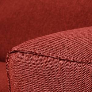 Ecksofa HUDSON mit XL-Longchair Webstoff Saia: Karminrot - Longchair davorstehend rechts