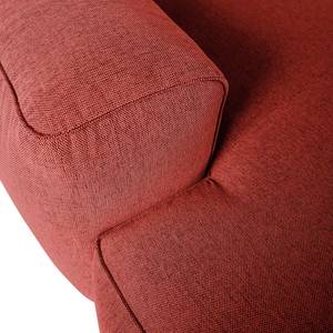 Ecksofa HUDSON mit XL-Longchair Webstoff Saia: Karminrot - Longchair davorstehend rechts