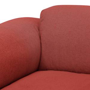 Ecksofa HUDSON mit XL-Longchair Webstoff Saia: Karminrot - Longchair davorstehend rechts