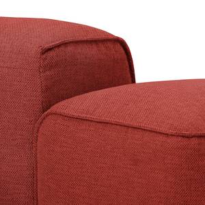 Ecksofa HUDSON mit XL-Longchair Webstoff Saia: Karminrot - Longchair davorstehend rechts