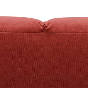 Ecksofa HUDSON mit XL-Longchair Webstoff Saia: Karminrot - Longchair davorstehend rechts