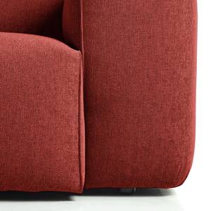 Ecksofa HUDSON mit XL-Longchair Webstoff Saia: Karminrot - Longchair davorstehend rechts