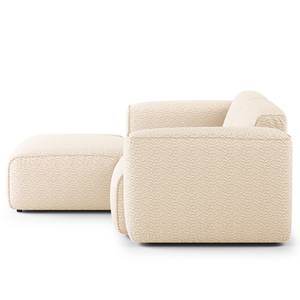 Hoekbank HUDSON met XL-chaise longue Bouclé Stof Bony: Beige - Longchair vooraanzicht links