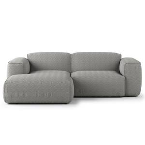 Hoekbank HUDSON met XL-chaise longue Bouclé Stof Bony: Grijs - Longchair vooraanzicht links