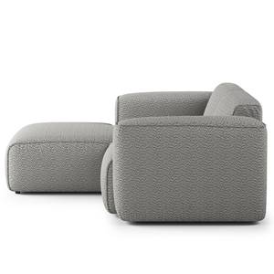 Hoekbank HUDSON met XL-chaise longue Bouclé Stof Bony: Grijs - Longchair vooraanzicht links