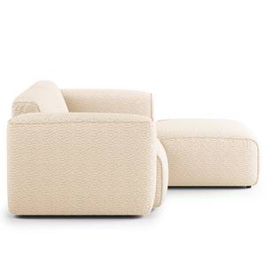 Ecksofa HUDSON mit XL-Longchair Bouclé Stoff Bony: Beige - Longchair davorstehend rechts