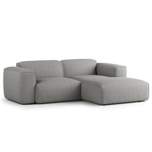 Hoekbank HUDSON met XL-chaise longue Bouclé Stof Bony: Grijs - Longchair vooraanzicht rechts