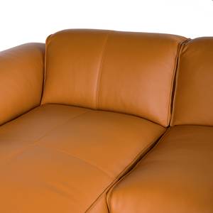 Ecksofa HUDSON mit XL-Longchair Echtleder Neka: Cognac - Longchair davorstehend links