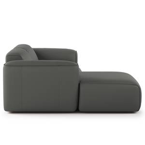 Ecksofa HUDSON mit XL-Longchair Echtleder Neka: Grau - Longchair davorstehend links