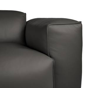 Ecksofa HUDSON mit XL-Longchair Echtleder Neka: Grau - Longchair davorstehend links