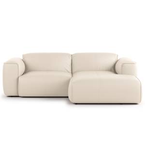 Ecksofa HUDSON mit XL-Longchair Echtleder Neka: Hellgrau - Longchair davorstehend rechts