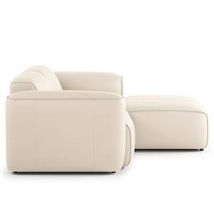 Ecksofa HUDSON mit XL-Longchair Echtleder Neka: Hellgrau - Longchair davorstehend rechts