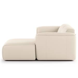 Ecksofa HUDSON mit XL-Longchair Echtleder Neka: Hellgrau - Longchair davorstehend rechts