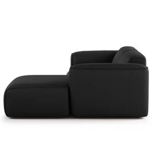 Ecksofa HUDSON mit XL-Longchair Echtleder Neka: Schwarz - Longchair davorstehend rechts