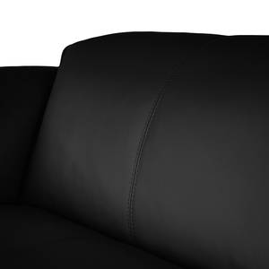 Ecksofa HUDSON mit XL-Longchair Echtleder Neka: Schwarz - Longchair davorstehend rechts