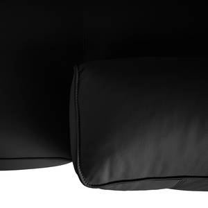 Ecksofa HUDSON mit XL-Longchair Echtleder Neka: Schwarz - Longchair davorstehend rechts