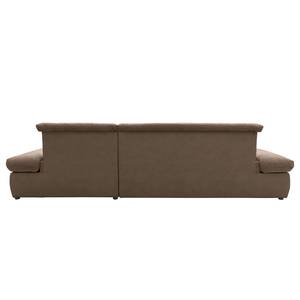 Ecksofa Lemley Webstoff / Kunstleder - Kunstleder Jami / Webstoff Floricia: Braun - Longchair davorstehend rechts - Ohne Schlaffunktion