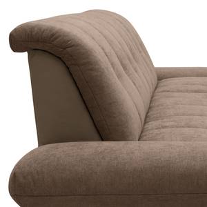 Ecksofa Lemley Webstoff / Kunstleder - Kunstleder Jami / Webstoff Floricia: Braun - Longchair davorstehend rechts - Ohne Schlaffunktion