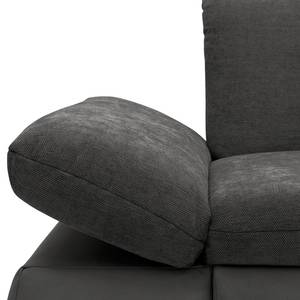 Ecksofa Lemley Webstoff / Kunstleder - Kunstleder Jami / Webstoff Floricia: Schwarz / Anthrazit - Longchair davorstehend rechts - Ohne Schlaffunktion