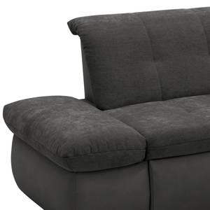 Ecksofa Lemley Webstoff / Kunstleder - Kunstleder Jami / Webstoff Floricia: Schwarz / Anthrazit - Longchair davorstehend rechts