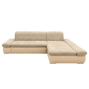 Ecksofa Lemley Webstoff / Kunstleder - Kunstleder Jami / Webstoff Floricia: Beige / Sand - Longchair davorstehend rechts - Ohne Schlaffunktion