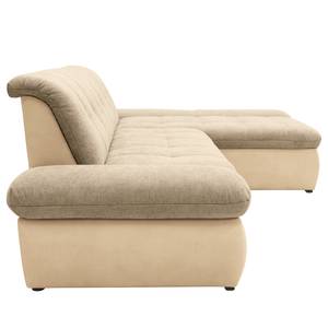 Ecksofa Lemley Webstoff / Kunstleder - Kunstleder Jami / Webstoff Floricia: Beige / Sand - Longchair davorstehend rechts - Ohne Schlaffunktion