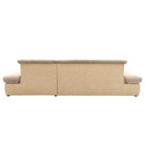 Ecksofa Lemley Webstoff / Kunstleder - Kunstleder Jami / Webstoff Floricia: Beige / Sand - Longchair davorstehend rechts - Ohne Schlaffunktion