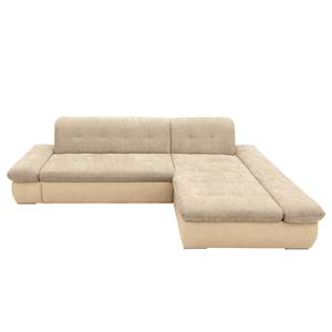 Ecksofa Lemley Webstoff / Kunstleder - Kunstleder Jami / Webstoff Floricia: Beige / Sand - Longchair davorstehend rechts - Ohne Schlaffunktion