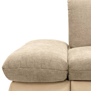 Ecksofa Lemley Webstoff / Kunstleder - Kunstleder Jami / Webstoff Floricia: Beige / Sand - Longchair davorstehend rechts - Ohne Schlaffunktion