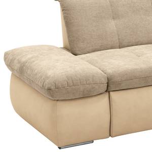 Ecksofa Lemley Webstoff / Kunstleder - Kunstleder Jami / Webstoff Floricia: Beige / Sand - Longchair davorstehend rechts - Ohne Schlaffunktion