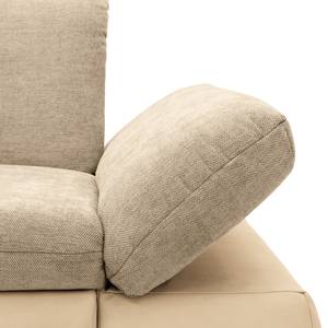 Ecksofa Lemley Webstoff / Kunstleder - Kunstleder Jami / Webstoff Floricia: Beige / Sand - Longchair davorstehend links - Mit Schlaffunktion