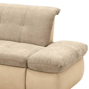 Ecksofa Lemley Webstoff / Kunstleder - Kunstleder Jami / Webstoff Floricia: Beige / Sand - Longchair davorstehend links - Mit Schlaffunktion