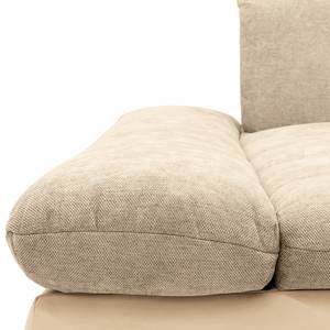 Ecksofa Lemley Webstoff / Kunstleder - Kunstleder Jami / Webstoff Floricia: Beige / Sand - Longchair davorstehend links - Mit Schlaffunktion