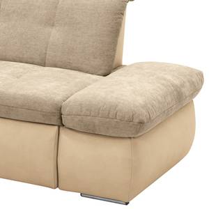 Ecksofa Lemley Webstoff / Kunstleder - Kunstleder Jami / Webstoff Floricia: Beige / Sand - Longchair davorstehend links - Mit Schlaffunktion