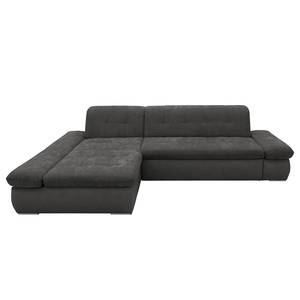 Ecksofa Lemley Webstoff / Kunstleder - Kunstleder Jami / Webstoff Floricia: Schwarz / Anthrazit - Longchair davorstehend links - Ohne Schlaffunktion