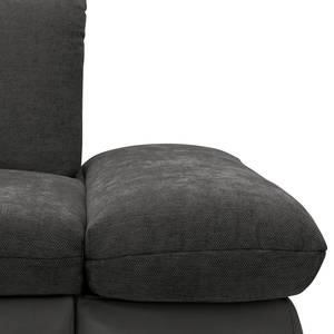 Ecksofa Lemley Webstoff / Kunstleder - Kunstleder Jami / Webstoff Floricia: Schwarz / Anthrazit - Longchair davorstehend links - Ohne Schlaffunktion