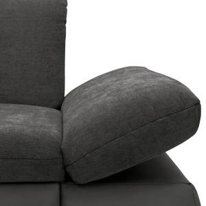 Ecksofa Lemley Webstoff / Kunstleder - Kunstleder Jami / Webstoff Floricia: Schwarz / Anthrazit - Longchair davorstehend links - Ohne Schlaffunktion