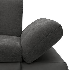 Ecksofa Lemley Webstoff / Kunstleder - Kunstleder Jami / Webstoff Floricia: Schwarz / Anthrazit - Longchair davorstehend links - Ohne Schlaffunktion