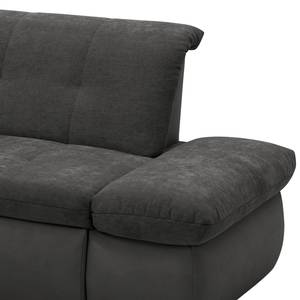 Ecksofa Lemley Webstoff / Kunstleder - Kunstleder Jami / Webstoff Floricia: Schwarz / Anthrazit - Longchair davorstehend links - Ohne Schlaffunktion