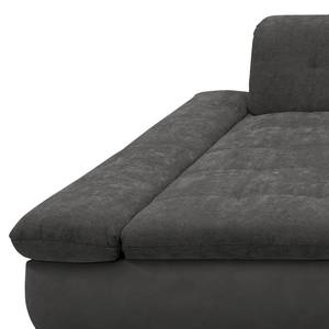 Ecksofa Lemley Webstoff / Kunstleder - Kunstleder Jami / Webstoff Floricia: Schwarz / Anthrazit - Longchair davorstehend links - Ohne Schlaffunktion