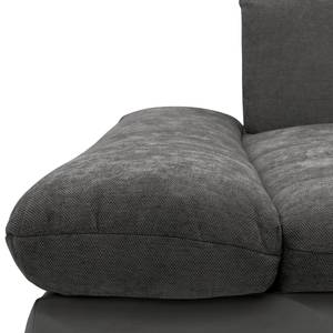 Ecksofa Lemley Webstoff / Kunstleder - Kunstleder Jami / Webstoff Floricia: Schwarz / Anthrazit - Longchair davorstehend links - Ohne Schlaffunktion