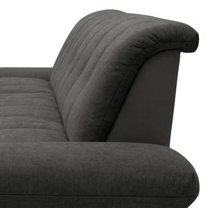 Ecksofa Lemley Webstoff / Kunstleder - Kunstleder Jami / Webstoff Floricia: Schwarz / Anthrazit - Longchair davorstehend links - Ohne Schlaffunktion