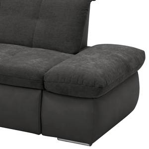 Ecksofa Lemley Webstoff / Kunstleder - Kunstleder Jami / Webstoff Floricia: Schwarz / Anthrazit - Longchair davorstehend links - Ohne Schlaffunktion